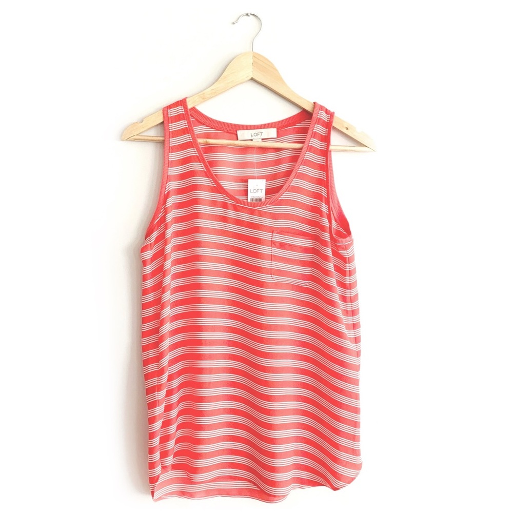 NWT Loft Pink & White Striped Sleeveless Blouse